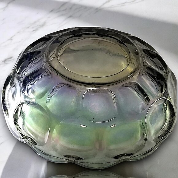 Carnival Glass Fruit Dessert Bowl Yorktown Green (Avocado) by Federal Glass - Picture 8 of 10